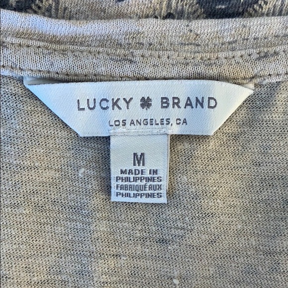 Lucky Brand Short Sleeve Placed Tee - Tan/Blue M - Picture 5 of 8